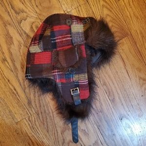 Women's Unisex Steve Madden Ushanka Trapper Quilted Patchwork Faux Fur Hat